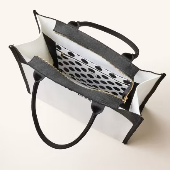 Kate Spade New York Colorblock Large Knit Tote Bag White & Black NWT - Picture 2 of 11